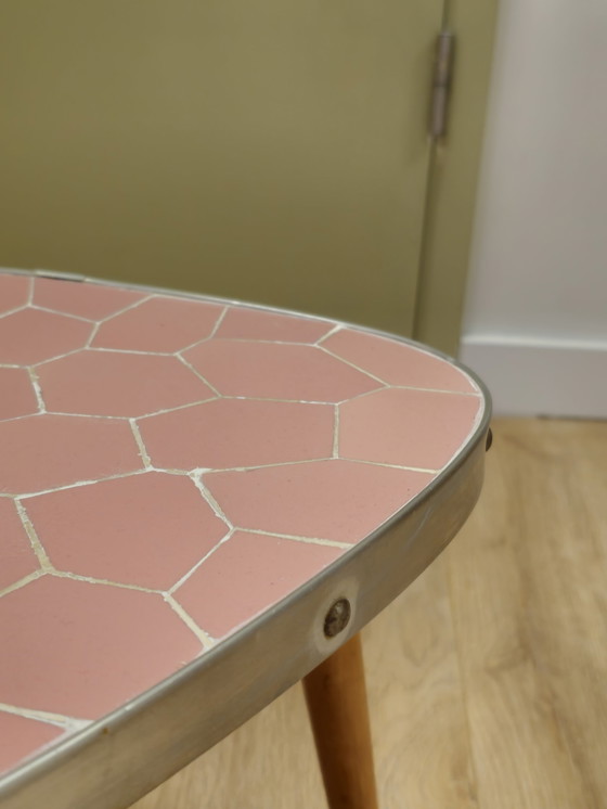 Image 1 of Vintage Pink Mosaic Side Table Plant Table Table