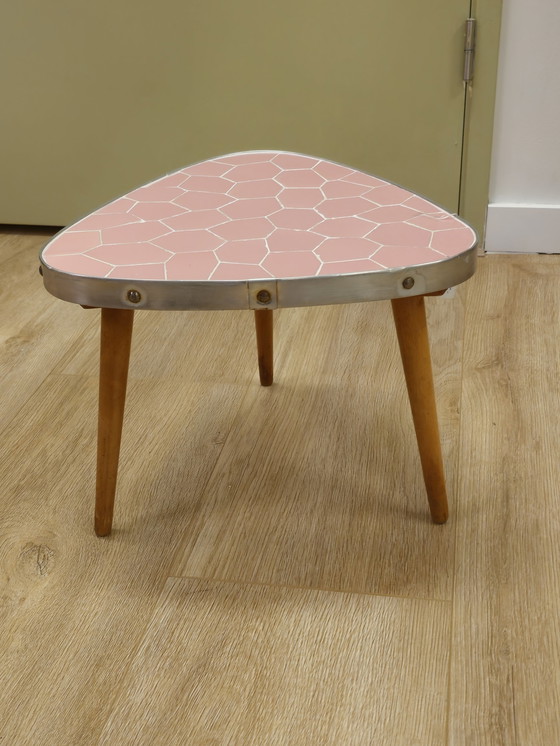 Image 1 of Vintage Pink Mosaic Side Table Plant Table Table