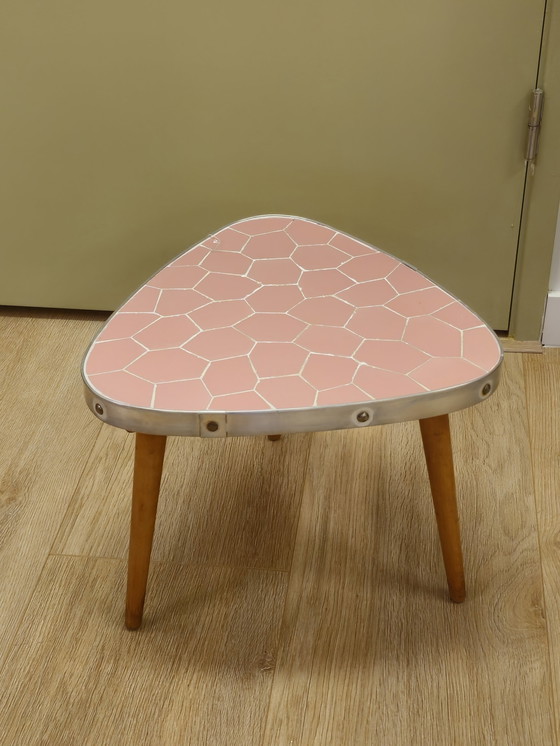 Image 1 of Vintage Pink Mosaic Side Table Plant Table Table