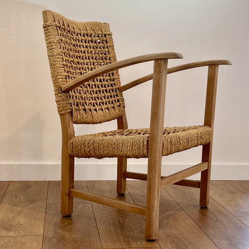 Mid - Century Modern Armchair Wood And Rope