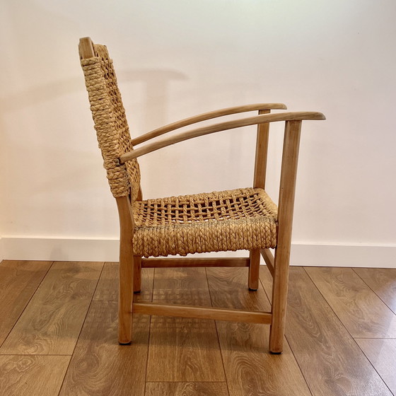 Image 1 of Mid - Century Modern Armchair Wood And Rope