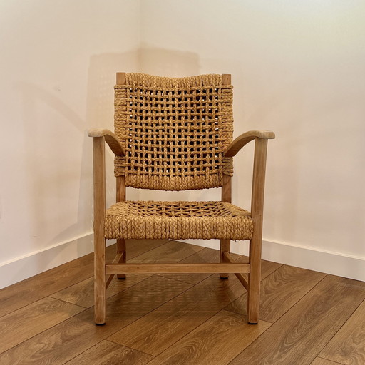 Mid - Century Modern Armchair Wood And Rope