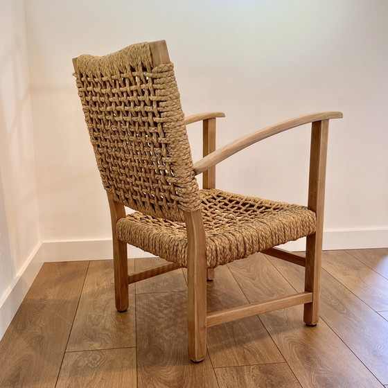 Image 1 of Mid - Century Modern Armchair Wood And Rope