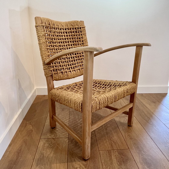 Image 1 of Mid - Century Modern Armchair Wood And Rope