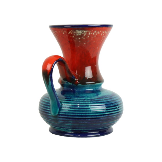 Image 1 of Bay Vase Blue Red West Germany