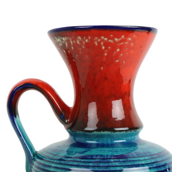 Image 1 of Bay Vase Blue Red West Germany