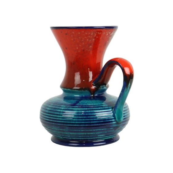 Image 1 of Vase Bay Bleu Rouge Allemagne de l'Ouest