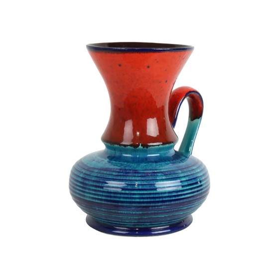 Image 1 of Bay Vase Blue Red West Germany