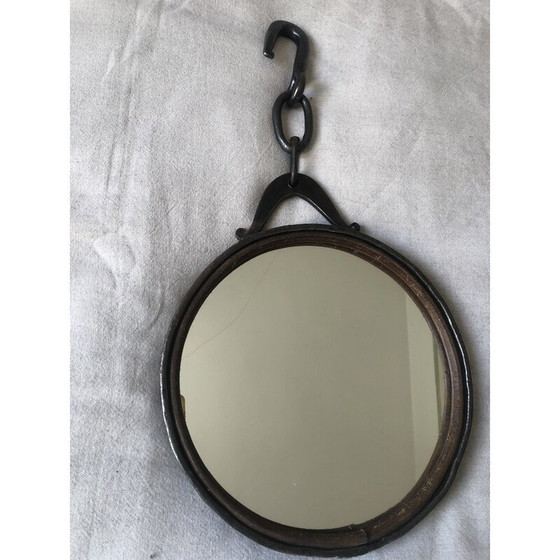 Image 1 of Vintage Brutalist iron mirror