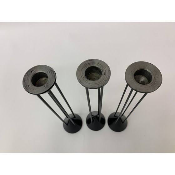 Image 1 of Set of 3 vintage post modern Memphis candlesticks by Markus Borgens, 1980s