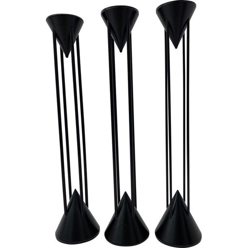 Set of 3 vintage post modern Memphis candlesticks by Markus Borgens, 1980s