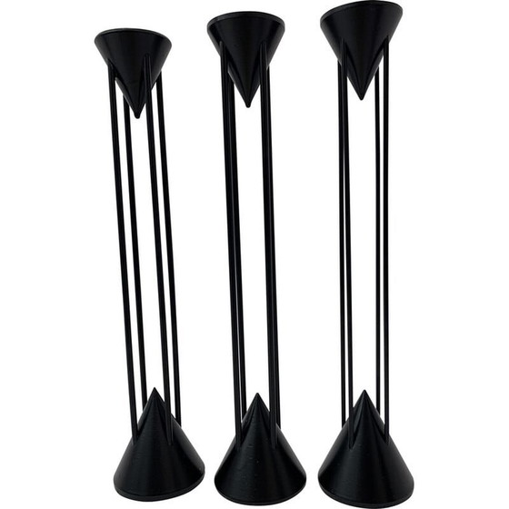 Image 1 of Set of 3 vintage post modern Memphis candlesticks by Markus Borgens, 1980s