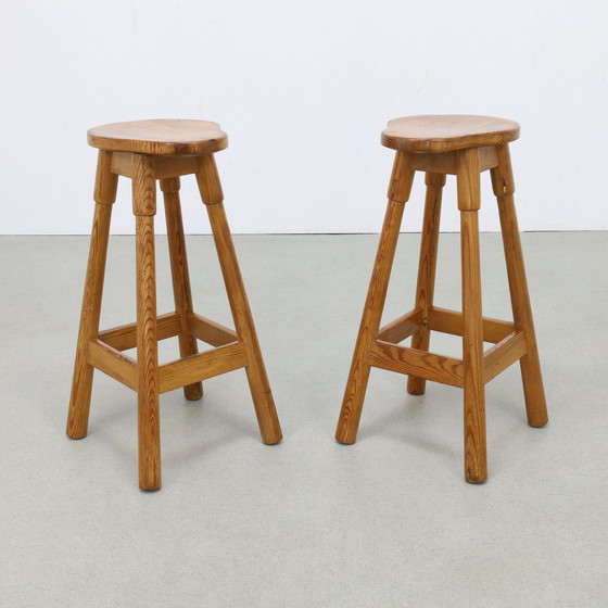 Image 1 of 2x Tabouret de bar Pinewood 1970 Vintage