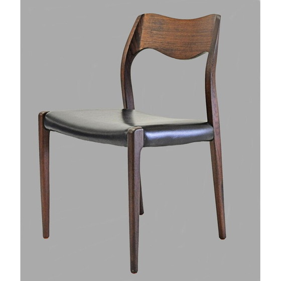 Image 1 of Set of 6 vintage Niels Otto Møller Twelve Refinished Teak Dining Chairs, Inc. Reupholstery