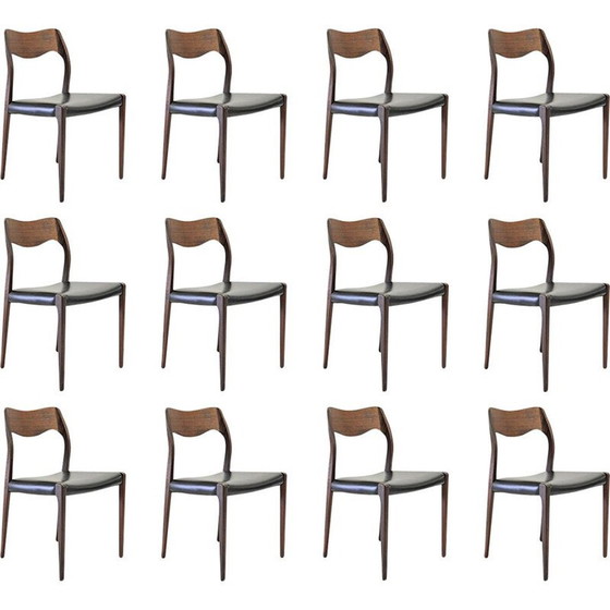 Image 1 of Set of 6 vintage Niels Otto Møller Twelve Refinished Teak Dining Chairs, Inc. Reupholstery