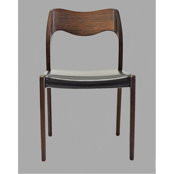 Image 1 of Set of 6 vintage Niels Otto Møller Twelve Refinished Teak Dining Chairs, Inc. Reupholstery
