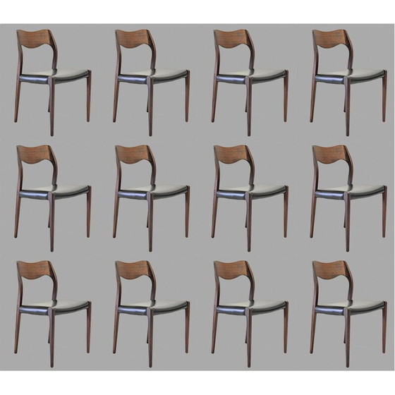 Image 1 of Set of 6 vintage Niels Otto Møller Twelve Refinished Teak Dining Chairs, Inc. Reupholstery