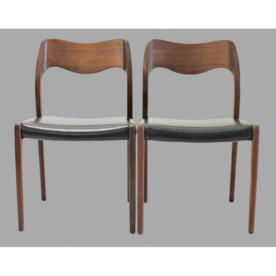 Image 1 of Set of 6 vintage Niels Otto Møller Twelve Refinished Teak Dining Chairs, Inc. Reupholstery