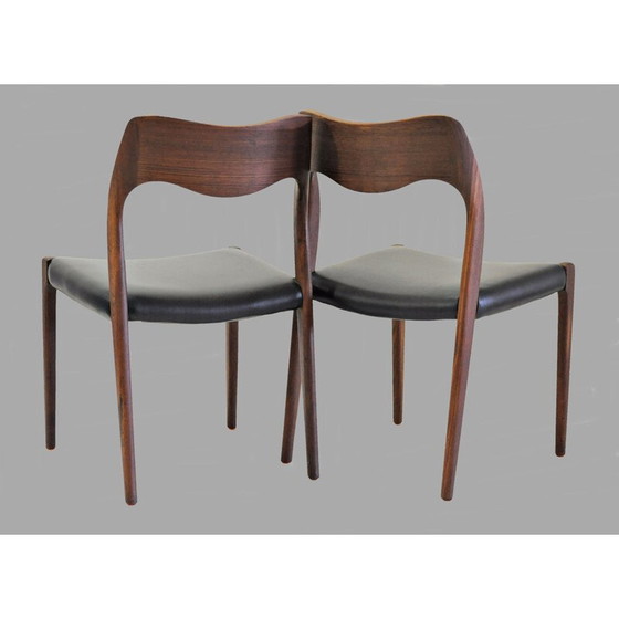 Image 1 of Set of 6 vintage Niels Otto Møller Twelve Refinished Teak Dining Chairs, Inc. Reupholstery