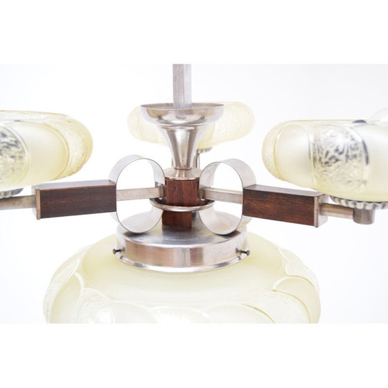 Image 1 of Lampadario in vetro Art Déco vintage, Cecoslovacchia 1930