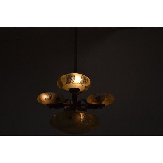 Image 1 of Lampadario in vetro Art Déco vintage, Cecoslovacchia 1930