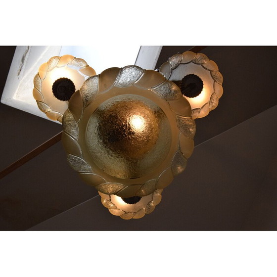 Image 1 of Lampadario in vetro Art Déco vintage, Cecoslovacchia 1930