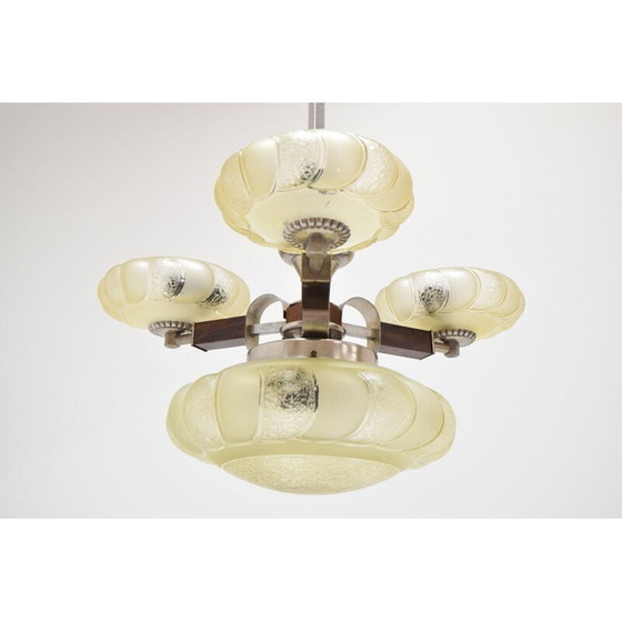 Image 1 of Lampadario in vetro Art Déco vintage, Cecoslovacchia 1930