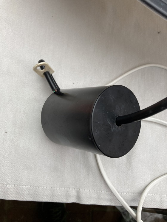Image 1 of 2 White Glass And Metal Hanging Fixtures From The '80s