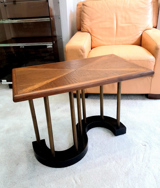 Image 1 of Oak and Brass Coffee Table Circa 1960