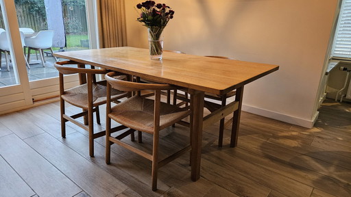 Danish Oak Dining Table (Mogensen) & 4 Chairs (Wegner)