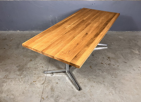 Image 1 of Vintage Dining Table Chromed With Solid Oak