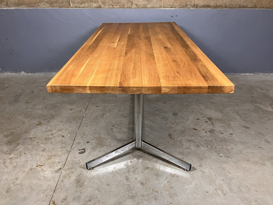 Image 1 of Vintage Dining Table Chromed With Solid Oak