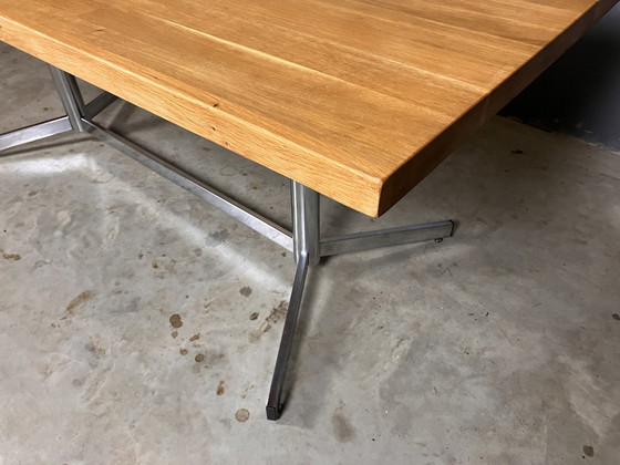 Image 1 of Vintage Dining Table Chromed With Solid Oak