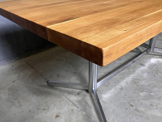 Image 1 of Vintage Dining Table Chromed With Solid Oak