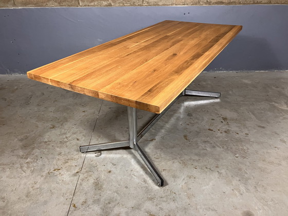 Image 1 of Vintage Dining Table Chromed With Solid Oak