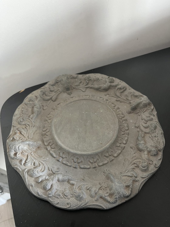 Image 1 of Pewter candle plate Rococco