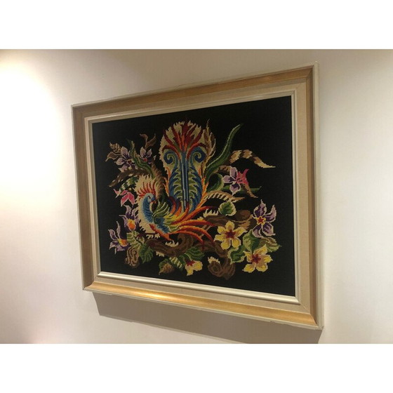Image 1 of Framed vintage rooster tapestry, 1970