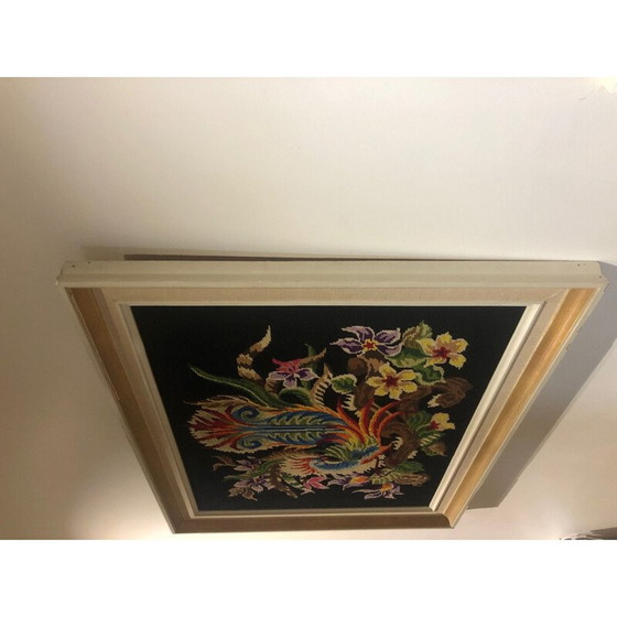Image 1 of Framed vintage rooster tapestry, 1970