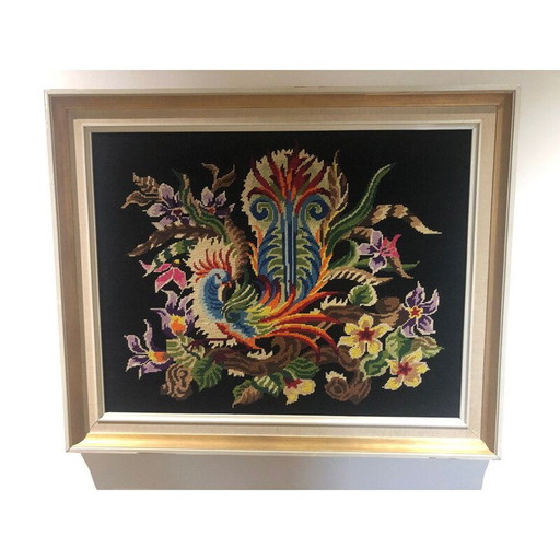 Tapiz vintage de gallo enmarcado, 1970