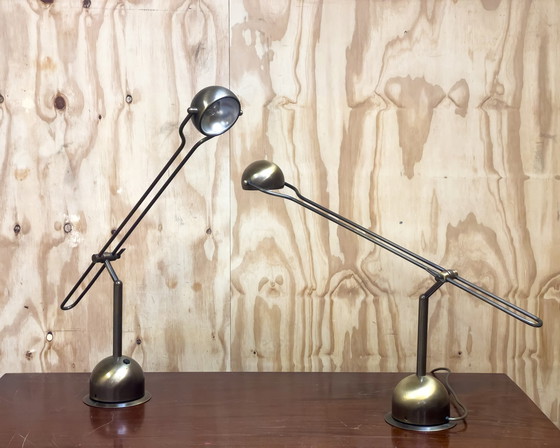 Image 1 of 2x Wortmann & Filz brass desk lamps