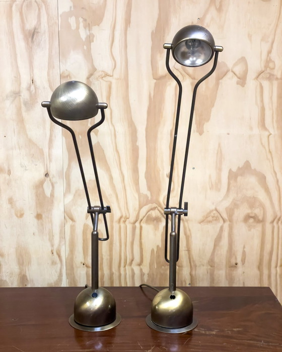 Image 1 of 2x Wortmann & Filz brass desk lamps