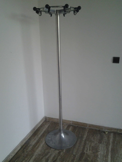 Vintage Polished Aluminum Coat Rack