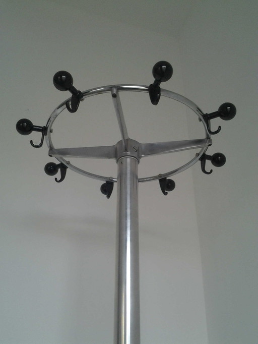 Vintage Polished Aluminum Coat Rack