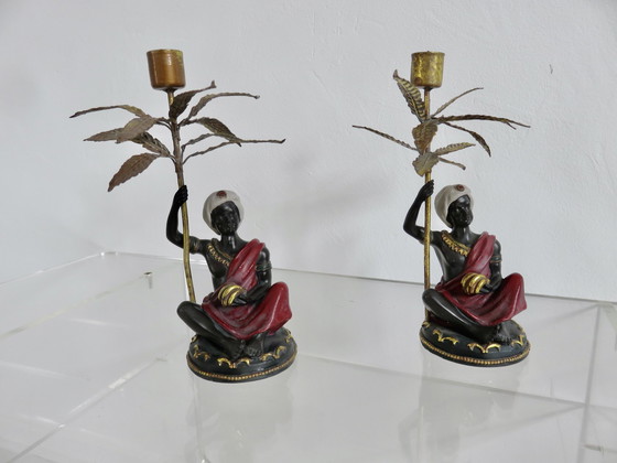 Image 1 of Pair Of Blackamoor Candleholders