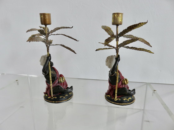 Image 1 of Pair Of Blackamoor Candleholders