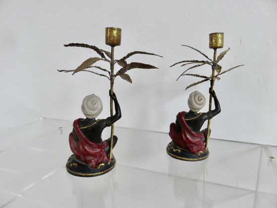 Image 1 of Pair Of Blackamoor Candleholders