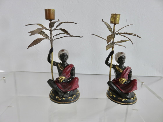 Image 1 of Pair Of Blackamoor Candleholders