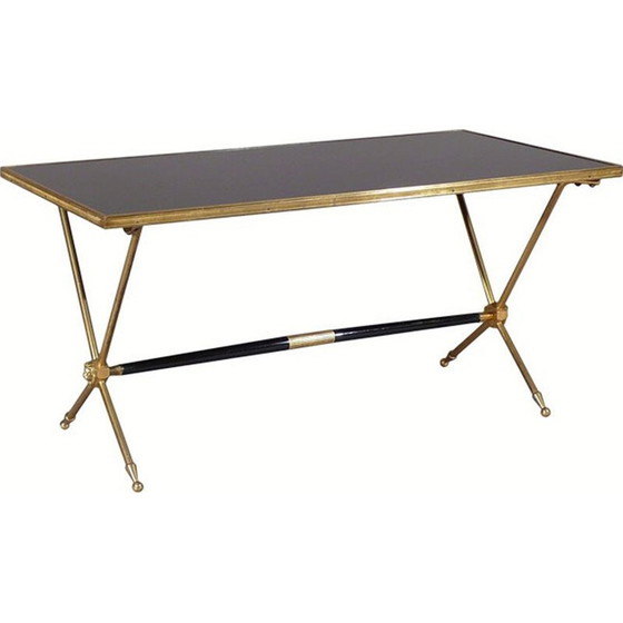 Image 1 of Vintage brass and opaline coffee table by Raphaël Raffel, 1960