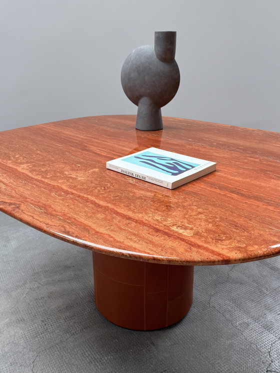 Image 1 of Afra & Tobia Scarpa For B&B Italia marble dining table "Tobio" & 6 dining chairs "Dialogo" chrome leather, Italy 1974