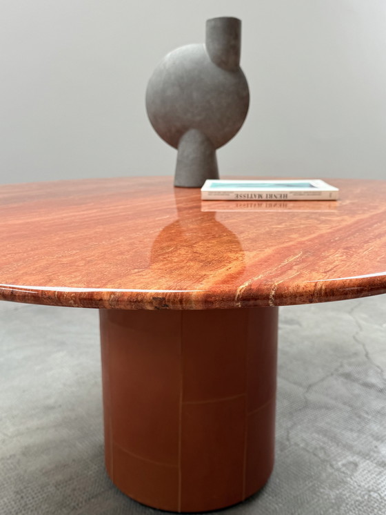 Image 1 of Afra & Tobia Scarpa For B&B Italia marble dining table "Tobio" & 6 dining chairs "Dialogo" chrome leather, Italy 1974